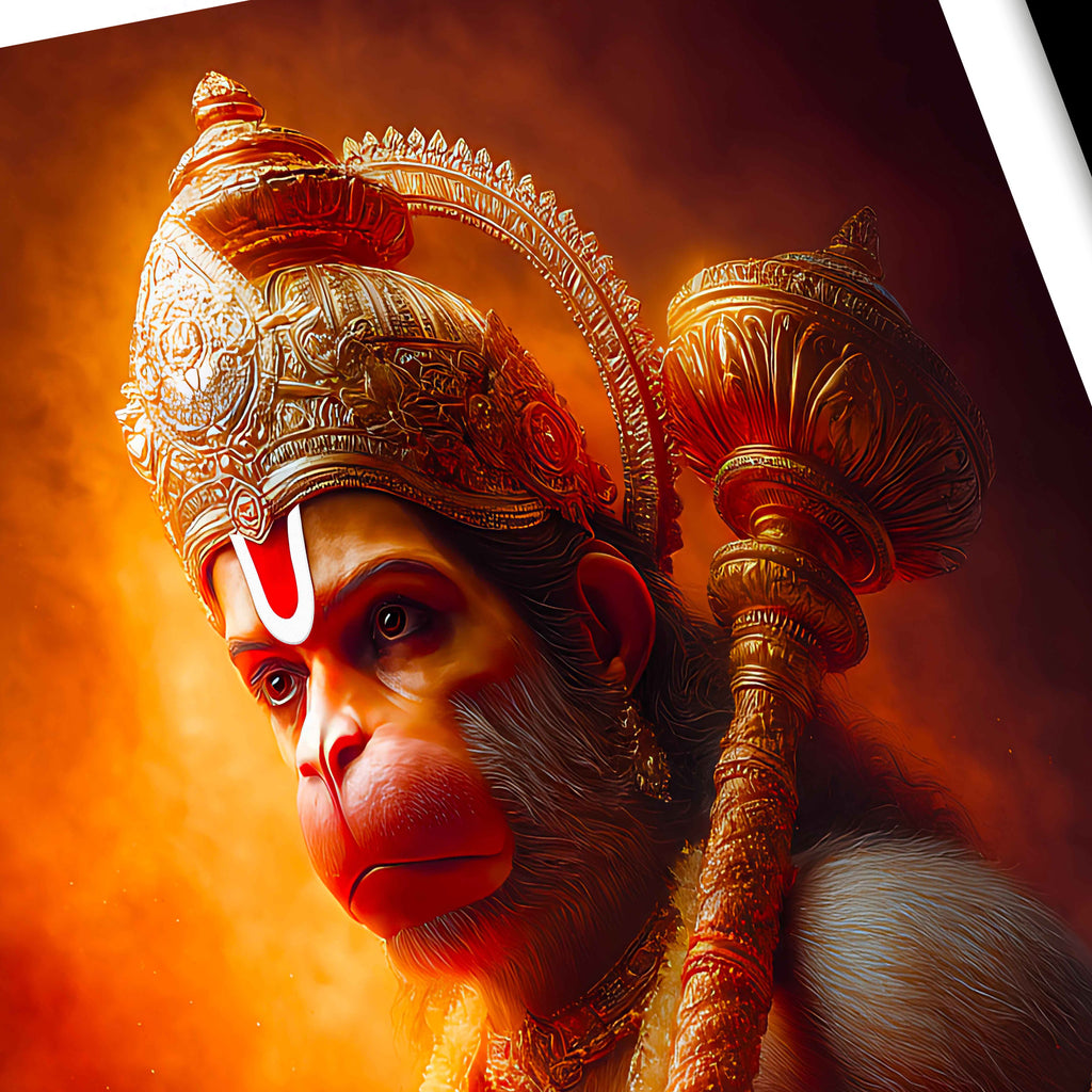 Lord Hanuman Ji Photo Frame – Tum Rakshak Kahu Ko Darna Mantra Wall Art