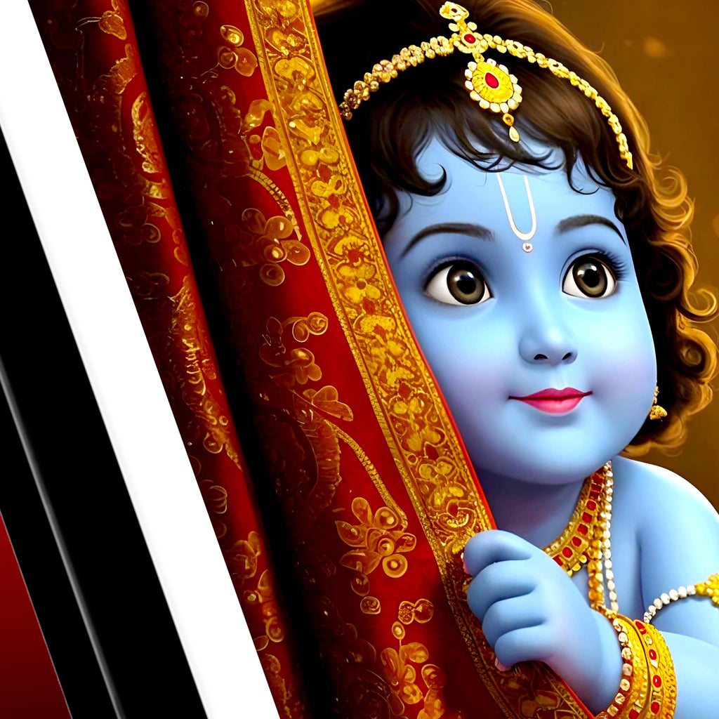 Laddu Gopal Framed Art – Om Devaki Suta Govinda Sanskrit Mantra