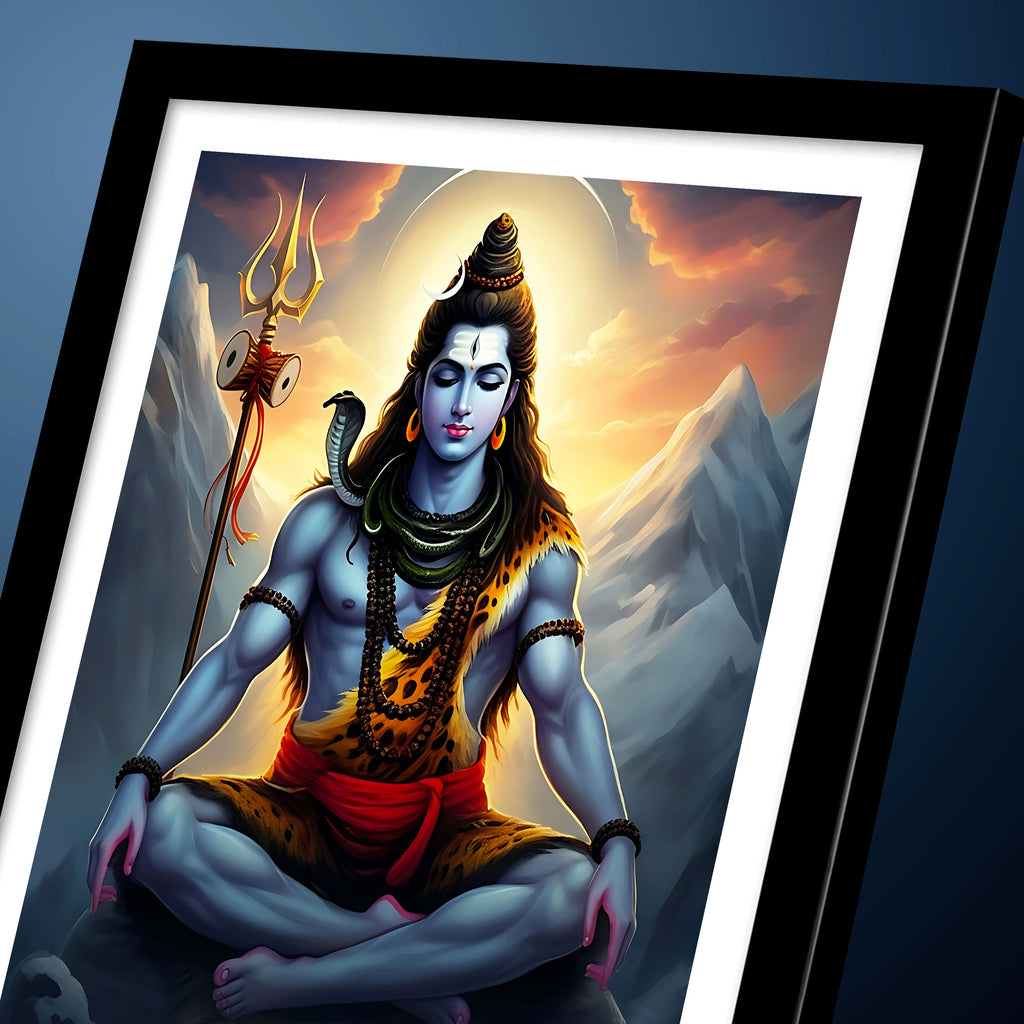 Shiv Ji Photo Frame – Karpoora Gauram Karunavataram Sanskrit Mantra