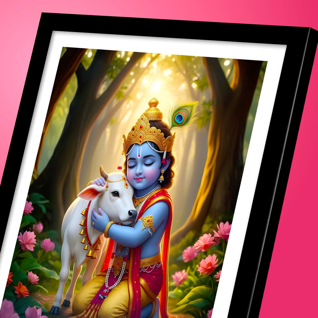 Laddu Gopal Divine Photo Frame – Om Namo Govindaya Namah Mantra