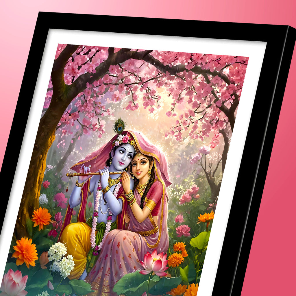 Radha Krishna Photo Frame OM Shri Radha Krishna Namah Mantra